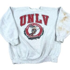 Vintage UNLV Rebels Sweatshirt Men Large Gray‎ Crew Neck Sweater 90s Y2K Galt *